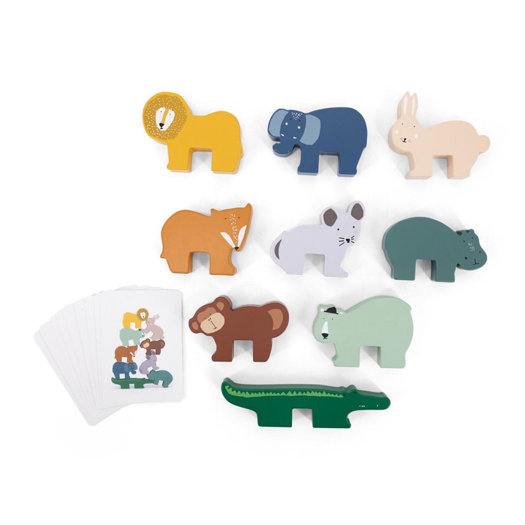 Wooden animal stacking game